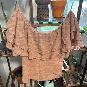 Free People Off the Shoulder Ruffle Crop Top